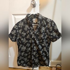 Naked and Famous Black and White Floral Button Up